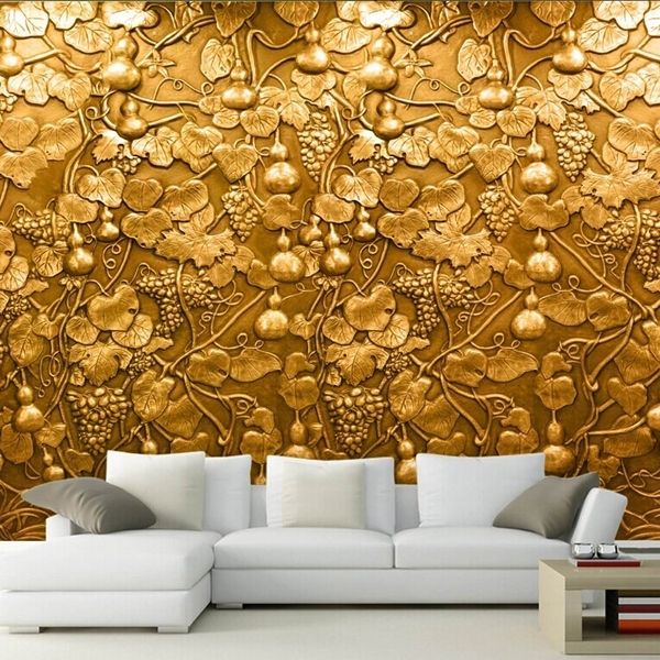 Large 3d Small Gourd Flower Wall Mural Photo Murals Wallpaper For Tv For Well Liked 3d Wall Art Wallpaper (Photo 1 of 15)