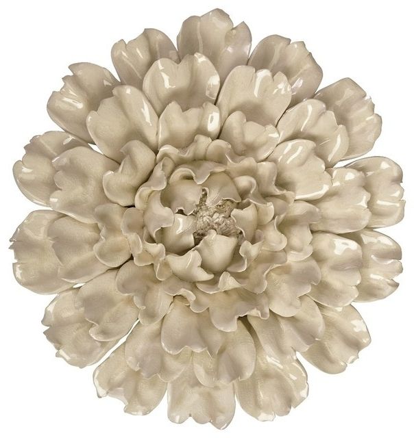 Large Ceramic Wall Art In Most Current Ivory Large Ceramic Wall Decor Flower Transitional, Large Flower (View 14 of 15)