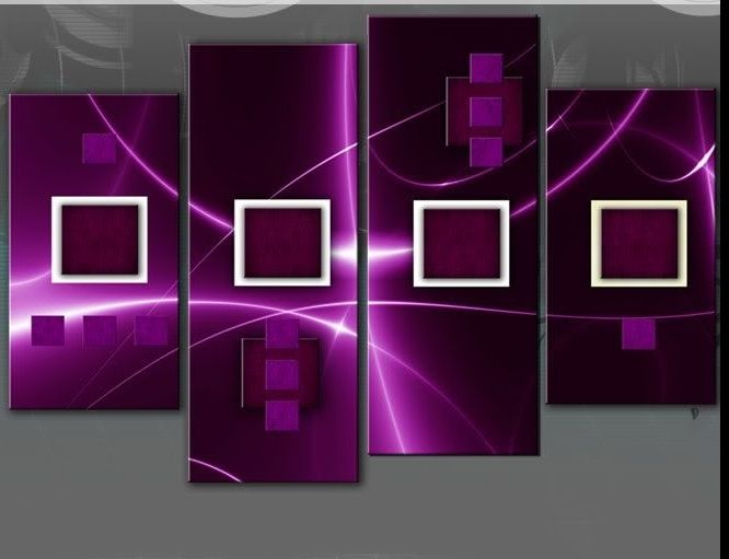 Large Plum And Purple Abstract Squares Canvas Picture Split Multi 4 With Latest Dark Purple Abstract Wall Art (Photo 1 of 15)