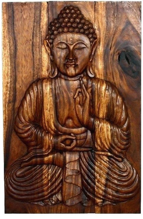 Large Wooden Buddha Wall Art Wall Decor Carved Wood Art Decor Wall For Widely Used Buddha Wooden Wall Art (View 4 of 15)
