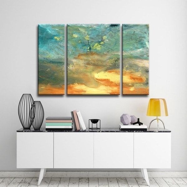 Latest Abstract Landscape Wall Art With Shop Ready2hangart 'abstract Landscape' 3 Piece Canvas Wall Art – On (Photo 1 of 15)