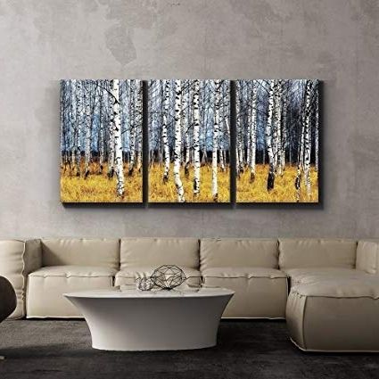 Latest Amazon: 3 Piece Canvas Print – Contemporary Art, Modern Wall For Aspen Tree Wall Art (Photo 1 of 15)