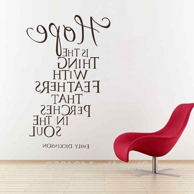 Latest Large Inspirational Wall Art With Regard To Battoo Large Wall Decals Hope Is The Thing With Feathers Wall Art (Photo 12 of 15)