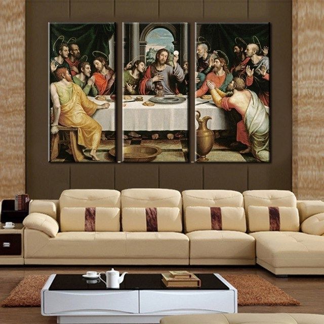Latest The Last Supper Wall Art Within Cheap Modern Paintings 3 Piece Wall Art On Canvas Printed Oil (Photo 3 of 15)