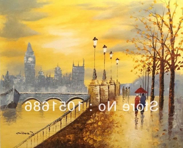 London Scene Wall Art Within Most Current Hand Painted Modern Abstract London City Scene Oil Painting On (View 1 of 15)