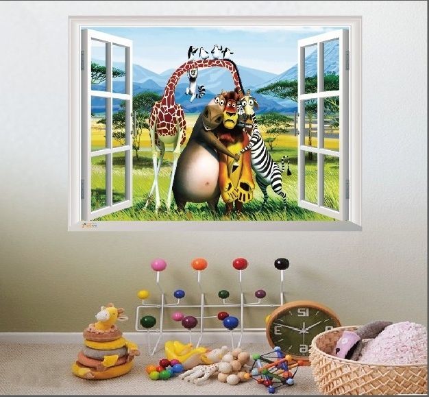 Madagascar Animal World Nursery Wall Art Throughout Well Known 3d Wall Art For Baby Nursery (View 8 of 15)