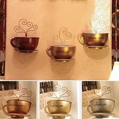 Metal Coffee Cup Wall Art Intended For 2017 Metal Wall Art Wall Decor, Coffee Cup Wall Decor Set Of 2 , Copper (Photo 3 of 15)
