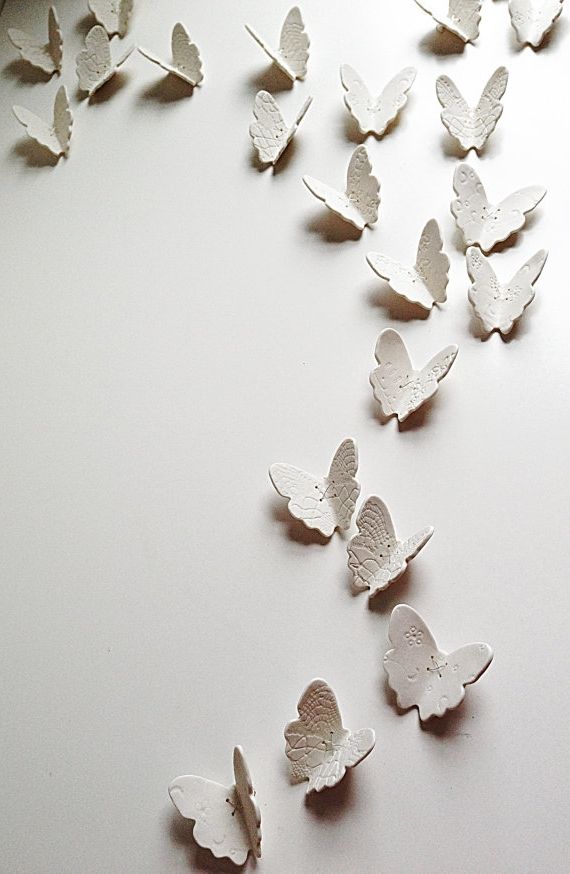 Most Current 3d Butterfly Wall Art Large Wall Art Set 21 White Porcelain Handmade For Ceramic Butterfly Wall Art (View 1 of 15)