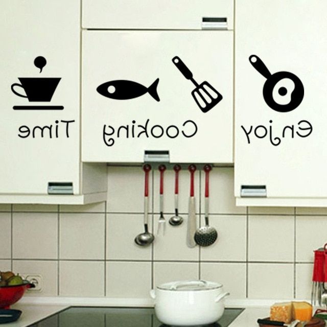 Most Current 3d Wall Art For Kitchen Pertaining To Creative Diy Wall Stickers Kitchen Decal Home Decor Restaurant (View 1 of 15)