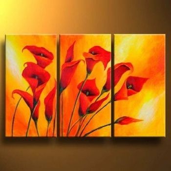 Most Current Callas In Orange  Modern Canvas Art Wall Decor  Floral Oil Painting Pertaining To Oil Painting Wall Art On Canvas (Photo 1 of 15)