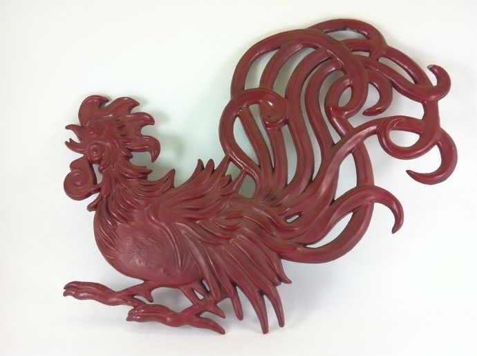 Most Current Red Metal Rooster – Wall Hanger, Wall Decor,bayberryroost On For Metal Rooster Wall Decor (View 7 of 15)