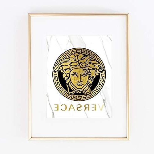 Most Current Versace Wall Art Intended For Amazon: Versace Real Gold Foil Designer Wall Art Print Fashion (Photo 1 of 15)