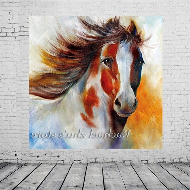 Most Popular Free Shipping Hand Painted Modern Abstract Horse Oil Paintings On Throughout Abstract Horse Wall Art (Photo 1 of 15)