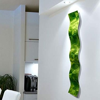 Most Recent Lime Green Wall Art Regarding Amazon: Lime Green 3d Abstract Metal Wall Art Sculpture Wave (Photo 1 of 15)