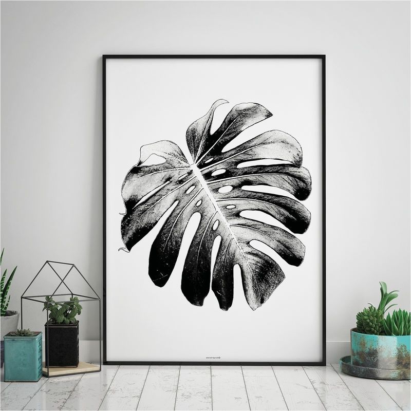 Most Recent Monstera Leaf Print – Botanical Wall Art Print – Black And White Within Large White Wall Art (Photo 14 of 15)