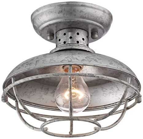 Most Recently Released Galvanized Outdoor Ceiling Fans With Light Intended For Franklin Park 8 1/2" Wide Galvanized Outdoor Ceiling Light (View 10 of 15)