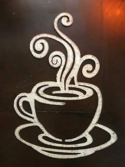 Most Up To Date Metal Coffee Cup Wall Art Throughout Amazon: Gerson Metal Coffee Cup Mug Tea Cup Scrolled Silhouette (Photo 15 of 15)