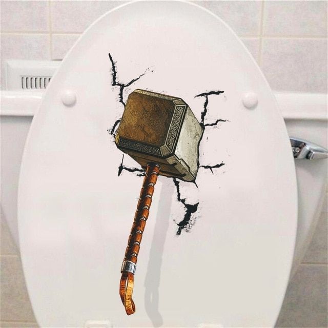 Most Up To Date Thor Hammer 3D Wall Art Intended For 3D Vivid Thor Hammer Broken Wall Stickers For Kids Rooms Window (View 5 of 15)