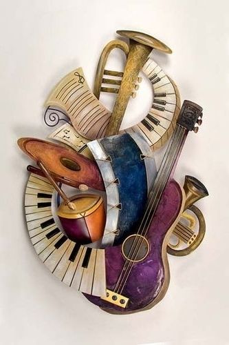 Music Metal Wall Art Within 2017 Musical Instruments Collage Metal Wall Sculpture – Music Metal Wall (Photo 1 of 15)