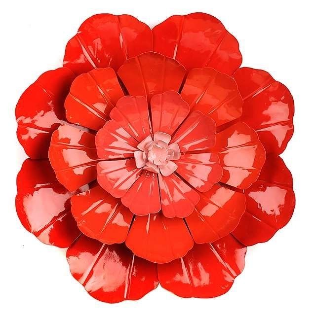 Featured Photo of 15 Inspirations Red Flower Metal Wall Art
