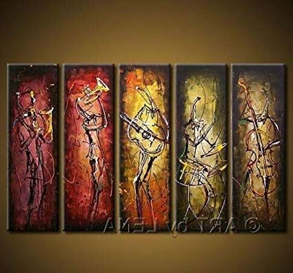 Newest Abstract Music Wall Art Regarding Amazon: Best Favor Hand Painted Wall Art Abstract Music Oil (View 2 of 15)