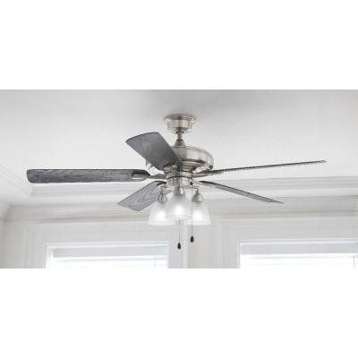 Newest Home Decorators Collection Trentino Ii 60 In. Brushed Nickel Indoor With Brushed Nickel Outdoor Ceiling Fans (Photo 9 of 15)