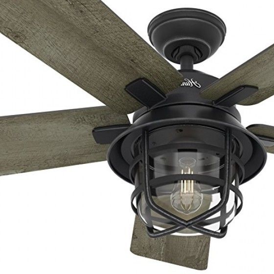 Newest Hunter Fan 54″ Weathered Zinc Outdoor Ceiling Fan With A Clear Glass Intended For Outdoor Ceiling Fans With Hook (Photo 1 of 15)