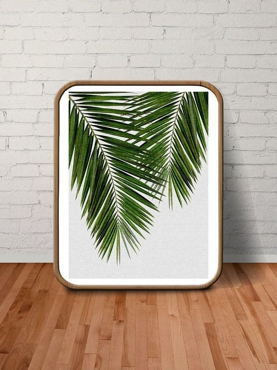 Palm Leaves Palm Print Wall Art Tropical Decorpaperpixelprints Within Current Palm Leaf Wall Decor (View 1 of 15)