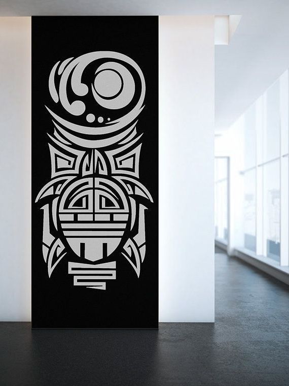 Polynesian Wall Art Intended For Current Turtle Totem Pole Tiki Ethnic Tattoo Tortoise Polynesian Wall Art (View 6 of 15)