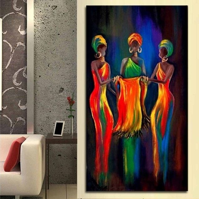 Popular Abstract African Wall Art For Large Figure Painting Hand Painted Abstract African Oil Canvas (Photo 1 of 15)