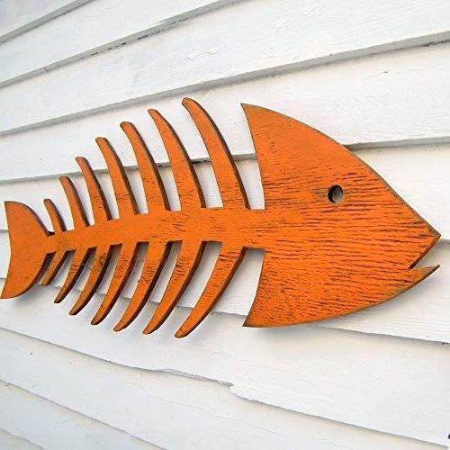 Popular Amazon: Wooden Fish Bones Cut Out Fish Skeleton Wall Art: Handmade Inside Fish Bone Wall Art (View 4 of 15)