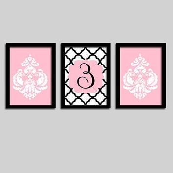 Popular Black And White Damask Wall Art In Wall Art Ideas Design : Pink Combination Black And White Damask Wall (View 3 of 15)