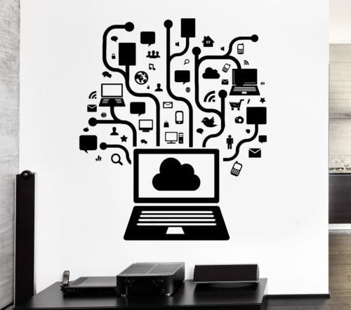 Popular Computer Wall Art Regarding Wall Sticker Home Decor Vinyl Wall Decal Wall Decoration Wallpaper (Photo 1 of 15)