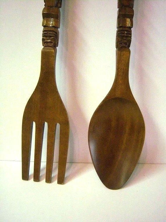 Popular Spoon Wall Decor Spoon And Fork Wall Decor Oversized Fork And Spoon With Regard To Giant Fork And Spoon Wall Art (Photo 1 of 15)