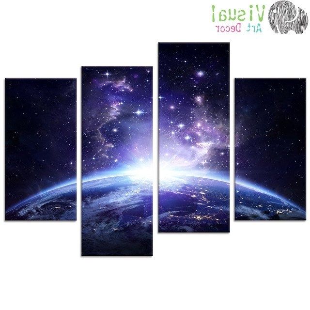 Preferred Outer Space Wall Art Regarding Starry Night Canvas Wall Art Prints For Living Room Fancy Earth (Photo 1 of 15)