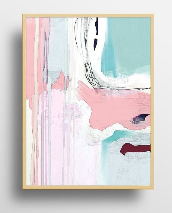 Printable Abstract Wall Art With Most Popular Large Abstract Art, Printable Abstract Wall Art, 16x20 Print, Pink (View 10 of 15)