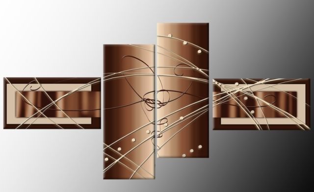 Recent Brown Abstract Wall Art Intended For Brown Beige White Wide Stretch 4 Panel Abstract Canvas Wall Art (Photo 2 of 15)