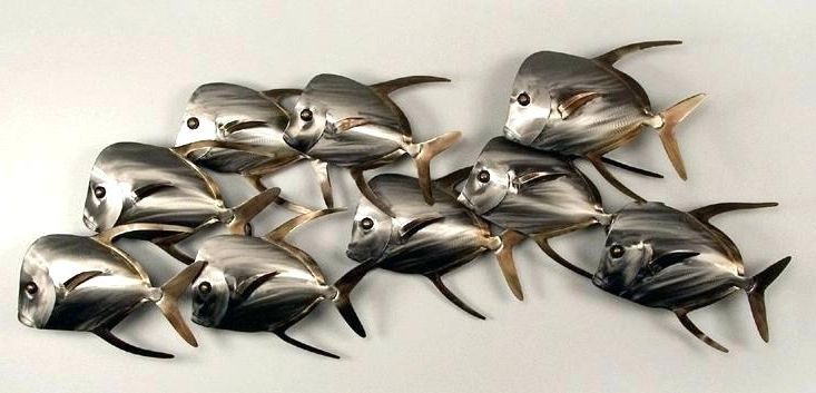 Shoal Of Fish Metal Wall Art Within Newest Wall Art Fish Contemporary Metal Wall Art Decor Sculpture Fish Shoal (Photo 9 of 15)