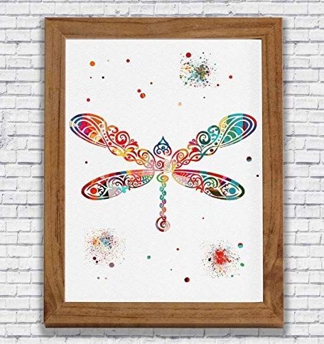 Trendy Insect Wall Art Regarding Amazon: Dragonfly Watercolor Print Insect Wall Art Nature Poster (View 5 of 15)