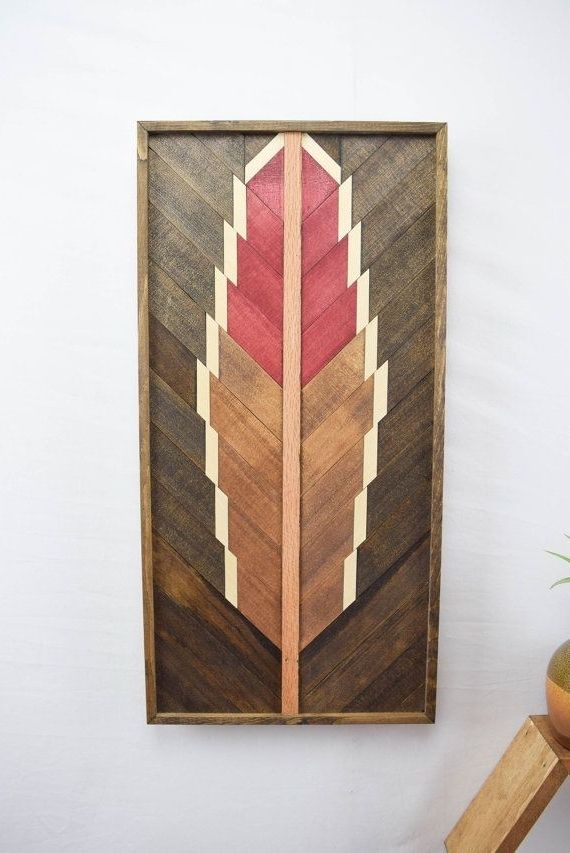 Wall Art On Wood For Newest Handmade Reclaimed Wood Wall Art Hanging – Feather Wall Art Piece (View 6 of 15)