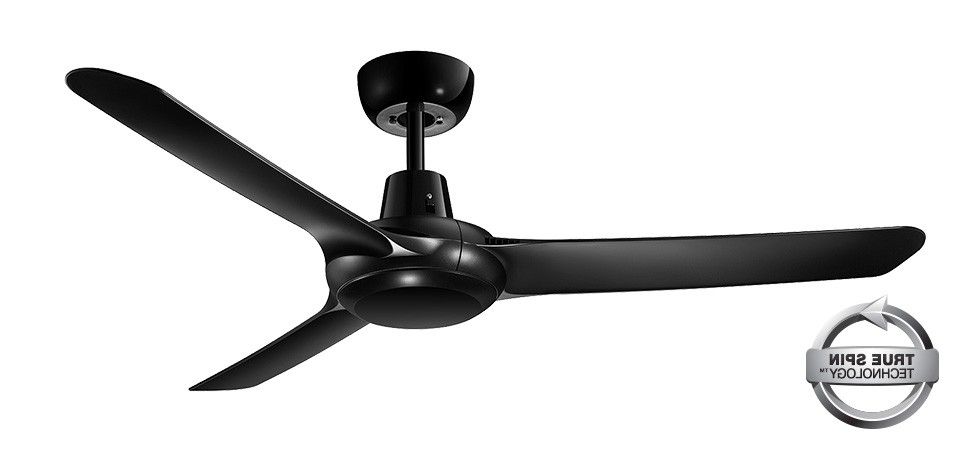 Well Known Black Outdoor Ceiling Fans Pertaining To Ventair Spy1253Bl Spyda Matt Black 3 Blade Indoor Or Outdoor Ceiling Fan (View 13 of 15)