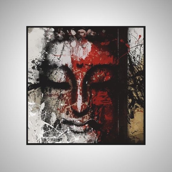 Well Known Large Hand Painted Square Abstract Buddha Acrylic Painting On Canvas Within Abstract Buddha Wall Art (Photo 13 of 15)