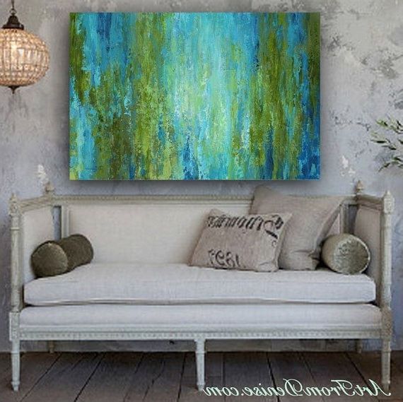 Well Known Large Wall Art, Abstract Canvas Print, Turquoise Olive Green Blue Or For Olive Green Abstract Wall Art (Photo 1 of 15)