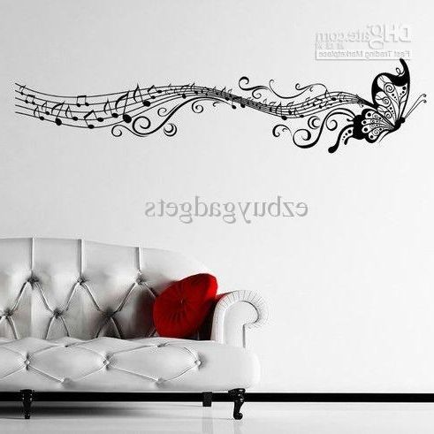 Well Known Music Note Wall Art Decor For Butterfly Music Note Wall Decals Diy Art Vinyl Wall Sticker Home (View 14 of 15)