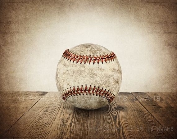 Well Known Vintage Single Baseball On Wood Photo Print ,decorating Ideas, Wall With Vintage Baseball Wall Art (Photo 1 of 15)