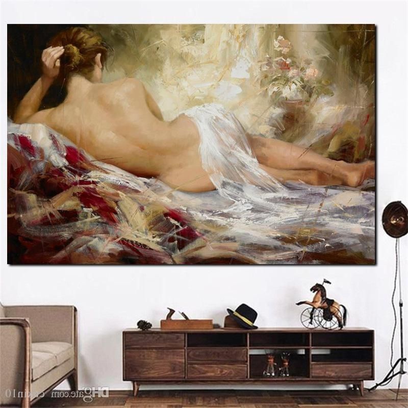 Well Liked 2018 Print Abstract Portrait Modern Nude Woman Oil Painting On Intended For Abstract Body Wall Art (Photo 4 of 15)