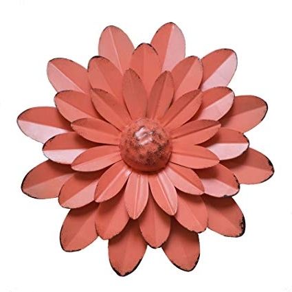 Well Liked Red Flower Metal Wall Art In Amazon: Giftme 5 Coral Orange Multiple Layer Flower Metal Wall (Photo 6 of 15)