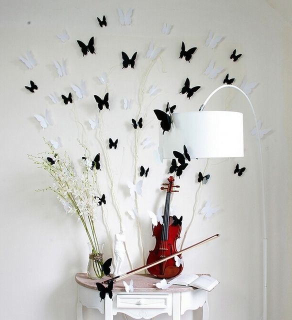White 3D Butterfly Wall Art Within Latest White Color/ Black Color Pick 24Pcs * 3D Butterfly Wall Stickers (View 5 of 15)