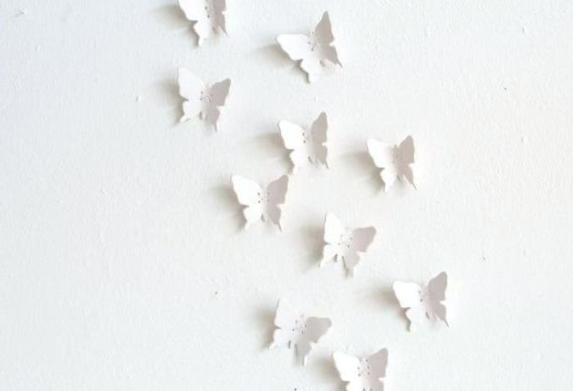 White Butterfly Wall Art Wall Art Porcelain 3D White Butterfly Wall With Newest White 3D Butterfly Wall Art (View 13 of 15)