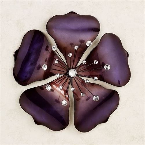 Widely Used Purple Flower Metal Wall Art With Shimmering Gem Purple Flower Metal Wall Art (View 8 of 15)